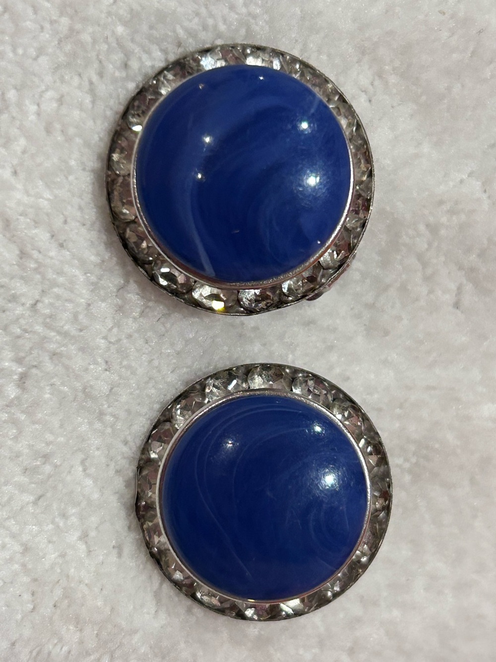 Vintage Coro Coro Moonglow Cabochon Clip-On Earrings with Rhinestone Halo